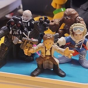 Lot Of 5 Hasbro's Star Wars Galactic Heroes Darth Vader Han Solo Chewbacca